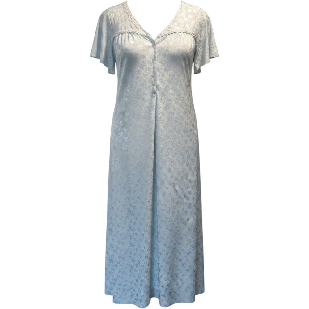 Christian Dior Vintage Light Blue Floral Jacquard Lace Nightgown Saks Fifth XXL